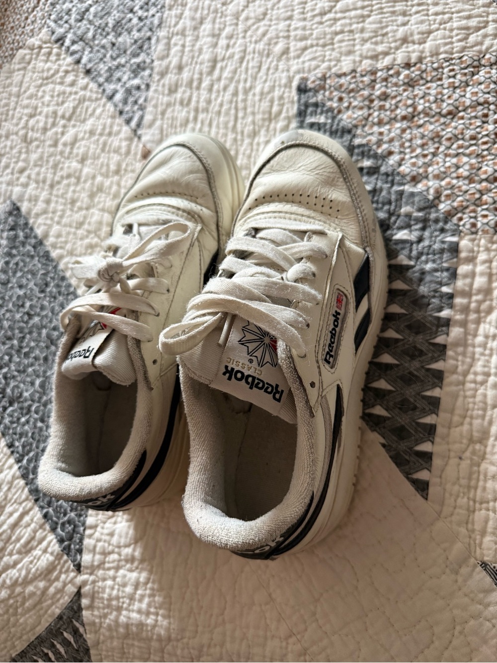 Reebok White Sneakers with Black Accents